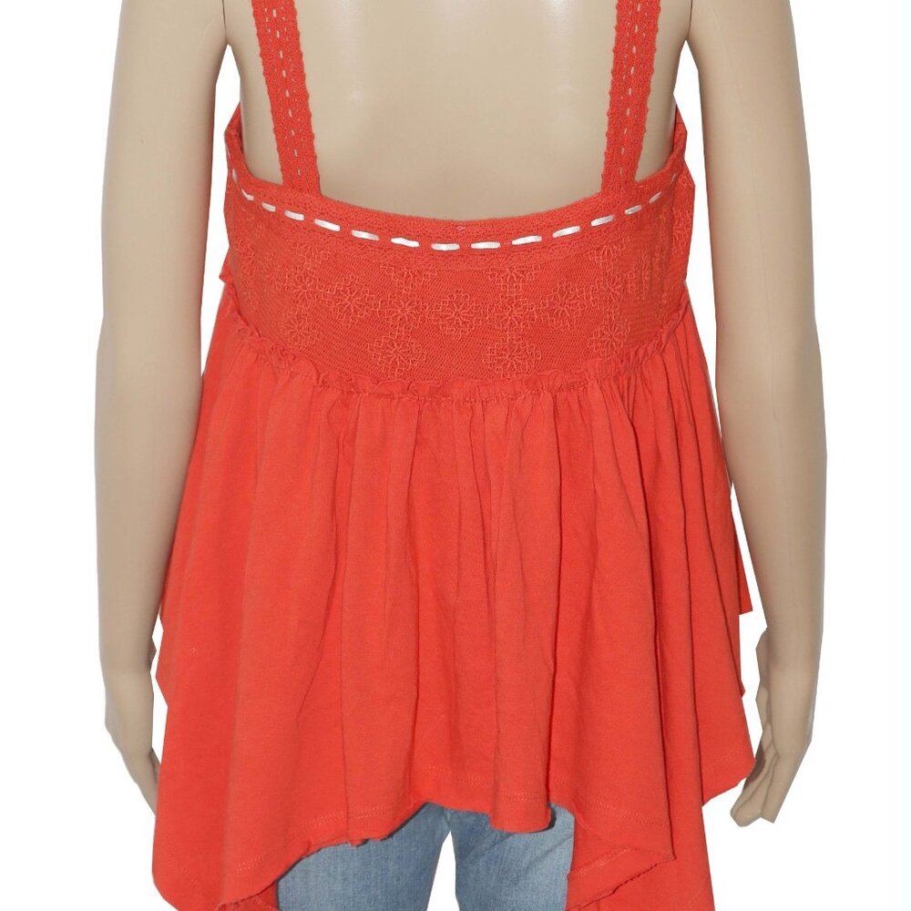 Free People Melrose Knit Tank Red Babydoll Embroidered Lace Straps S - Picture 4 of 5